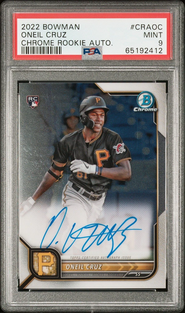 2022 Bowman Chrome Rookie Autographs Craoc Oneil Cruz PSA 9