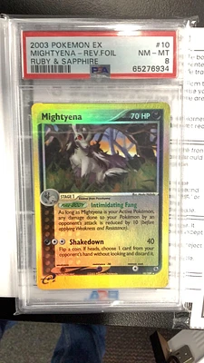 2003 Pokemon Ex Ruby & Sapphire 10 Mightyena-reverse Foil PSA 8