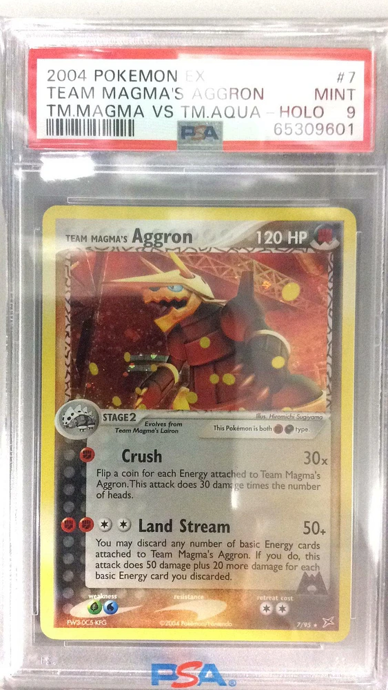 2004 Pokemon Ex Team Magma Vs Team Aqua 7 Team Magma's Aggron-holo PSA 9