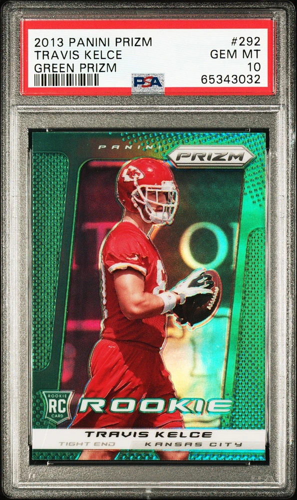 2013 Panini Prizm 292 Travis Kelce Green Prizm PSA 10