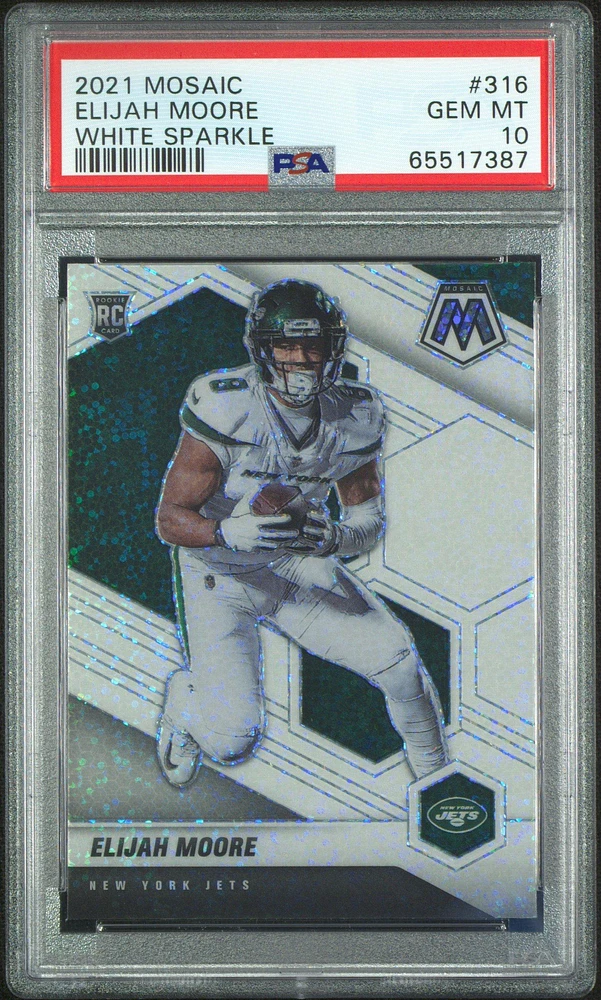 2021 Panini Mosaic 316 Elijah Moore White Sparkle PSA 10