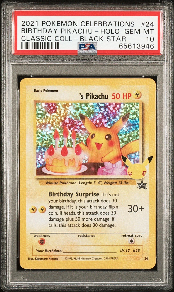 2021 Pokemon Celebrations Classic Collection 24 Birthday Pikachu PSA