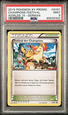 2015 Pokemon Xy Black Star Promos Xy91 Champions Festival Worlds 15-german PSA 9