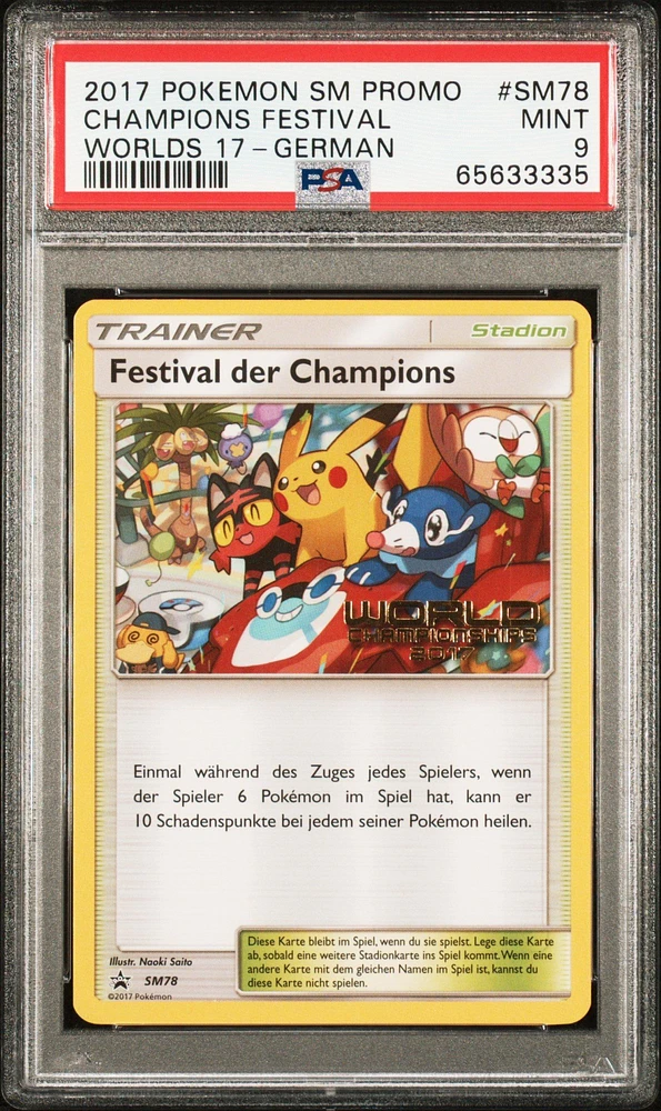 2017 Pokemon Sm Black Star Promo Sm78 Champions Festival Worlds 17-german PSA 9