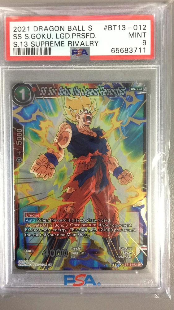 2021 Dragon Ball Super Card Game Series 13 Supreme Rivalry Bt13-012 Ss Son Goku, The Legend Personified PSA 9