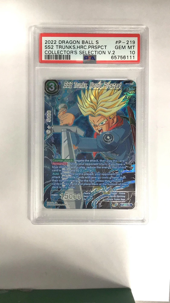 2022 Dragon Ball Super Card Game Collector's Selection Vol.2 P-219 Ss2 Trunks, Heroic Prospect PSA 10