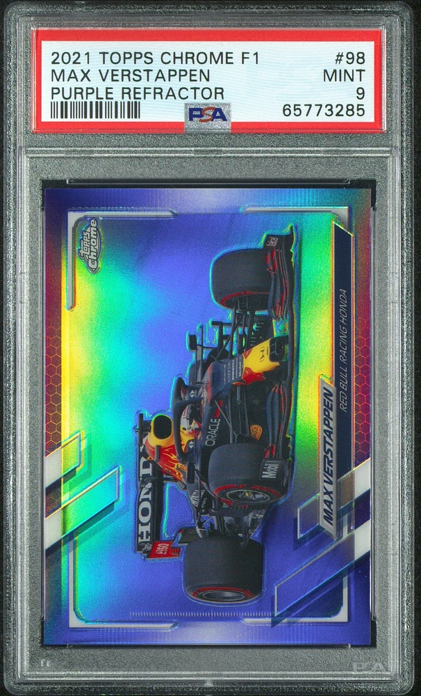 2021 Topps Chrome Formula 1 98 Max Verstappen Purple Refractor PSA 9