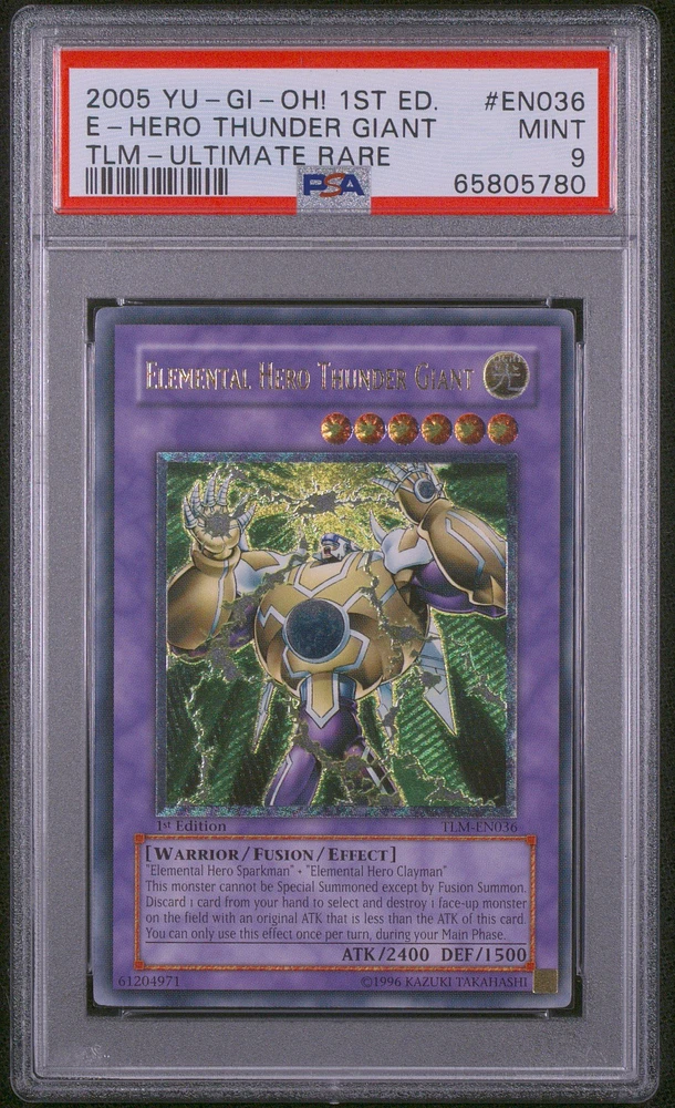 2005 Yu-gi-oh! Tlm-the Lost Millennium En036 Elemental Hero Thunder Giant 1st Edition-ultimate Rare PSA 9