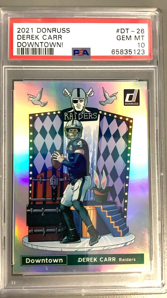2021 Panini Donruss Downtown Dt26 Derek Carr PSA 10