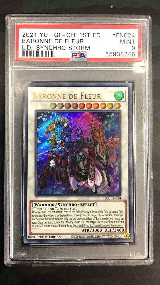 2021 Yu-gi-oh! Led8-legendary Duelists: Synchro Storm En024 Baronne De Fleur 1st Edition PSA 9