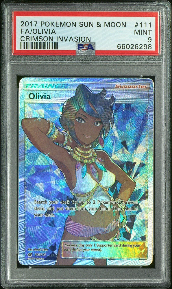 2017 Pokemon Sun & Moon Crimson Invasion 111 Fa/olivia PSA 9