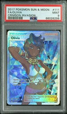 2017 Pokemon Sun & Moon Crimson Invasion 111 Fa/olivia PSA 9