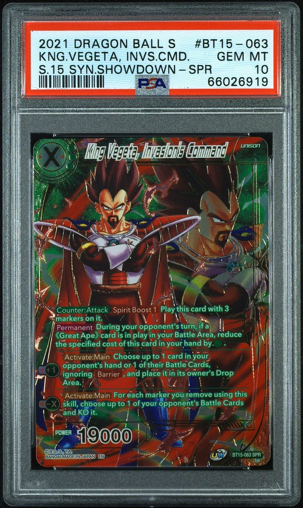 2021 Dragon Ball Super Card Game Series 15 Saiyan Showdown Bt15-063 King Vegeta, Invasion's Command Special Rare PSA 10