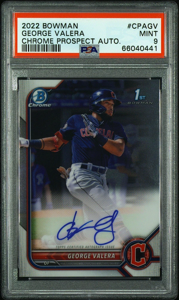 2022 Bowman Chrome Prospect Autographs Cpagv George Valera PSA 9