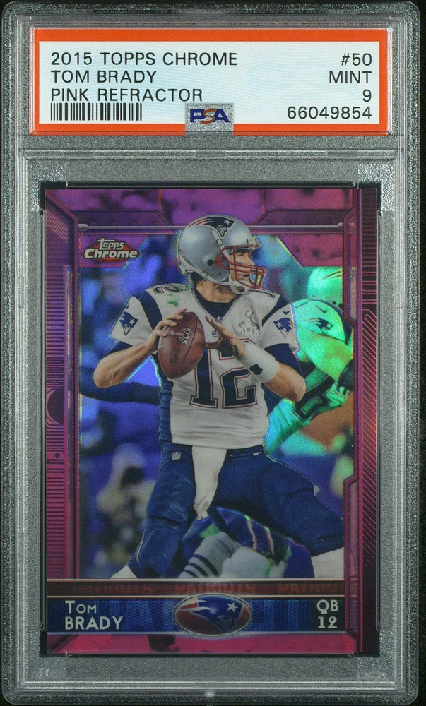 2015 Topps Chrome 50 Tom Brady Pink Refractor PSA 9