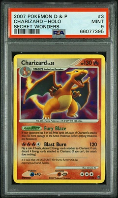 2007 Pokemon Diamond & Pearl Secret Wonders 3 Charizard-holo PSA 9
