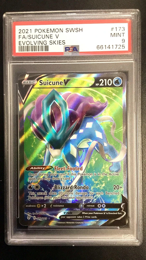 2021 Pokemon Sword & Shield Evolving Skies 173 Fa/suicune V PSA 9