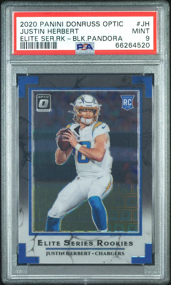 2020 Panini Donruss Optic Elite Series Rookies Jh Justin Herbert Black Pandora PSA 9