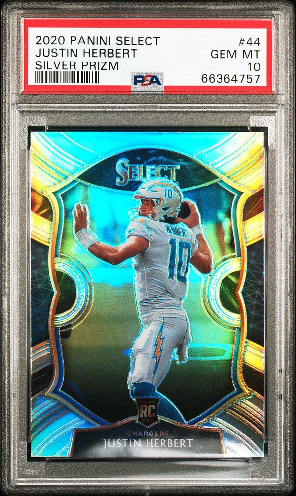 2020 Panini Select 44 Justin Herbert Silver Prizm PSA 10