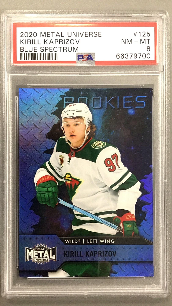 2020 Skybox Metal Universe 125 Kirill Kaprizov Blue Spectrum PSA 8