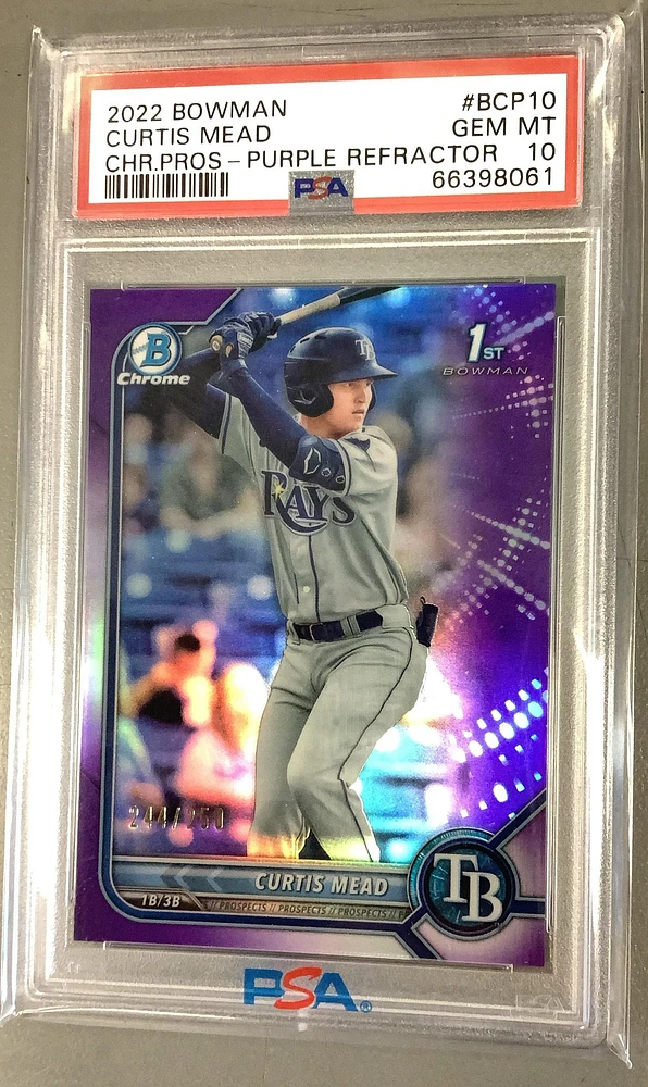 2022 Bowman Chrome Prospects Bcp10 Curtis Mead Purple Refractor PSA 10