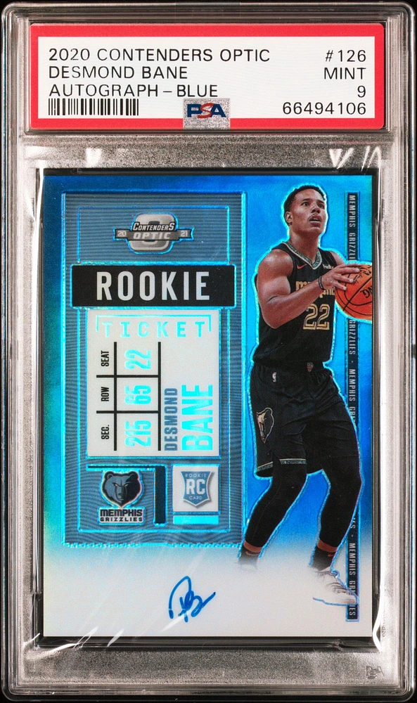 2020 Panini Contenders Optic 126 Desmond Bane Autograph-blue PSA 9