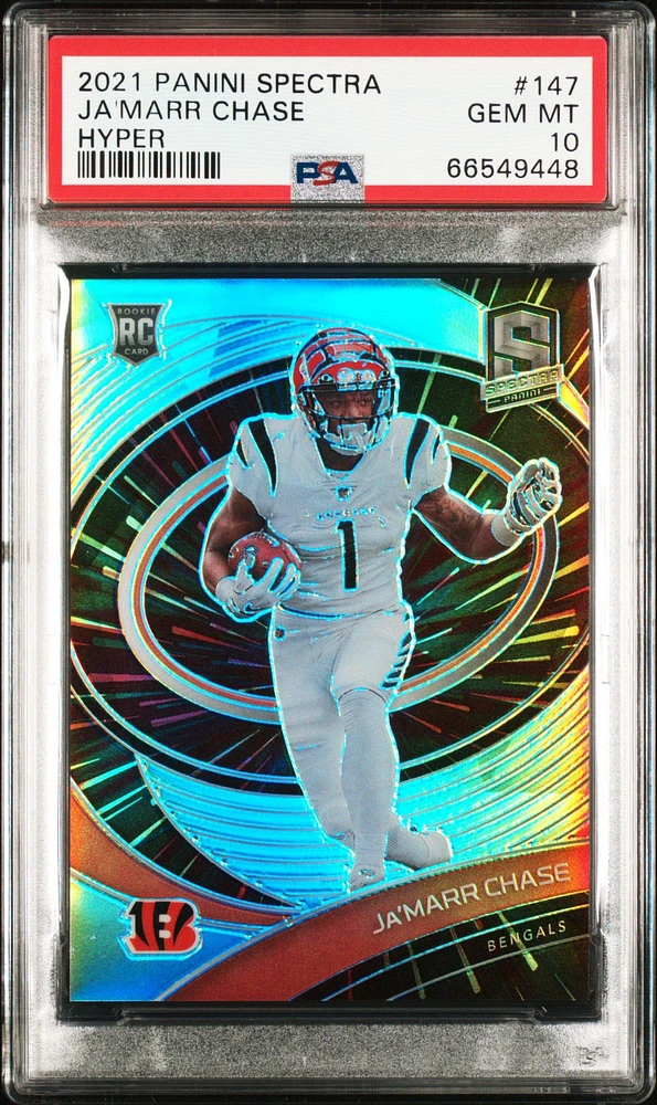 2021 Panini Spectra 147 Ja'marr Chase Hyper PSA 10
