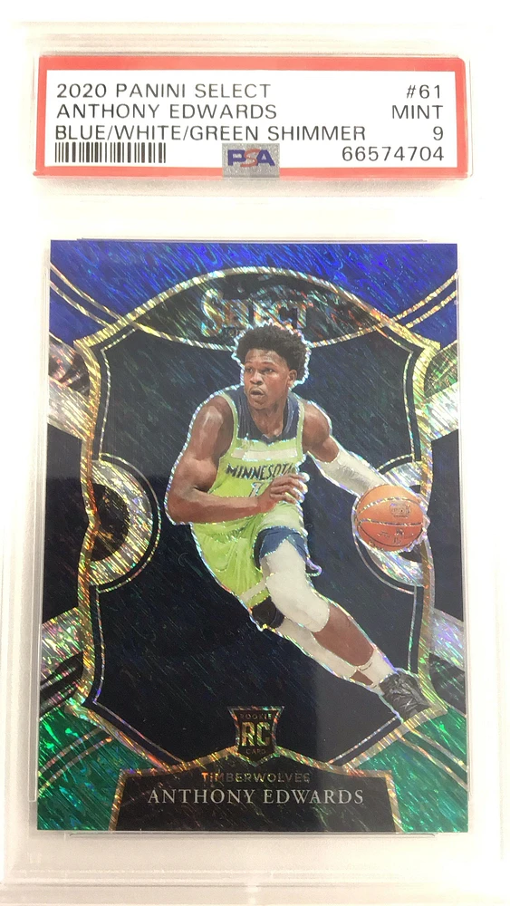 2020 Panini Select 61 Anthony Edwards Blue/white/green Shimmer PSA 9