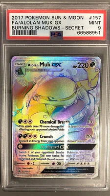 2017 Pokemon Sun & Moon Burning Shadows 157 Full Art/alolan Muk Gx Secret PSA 9