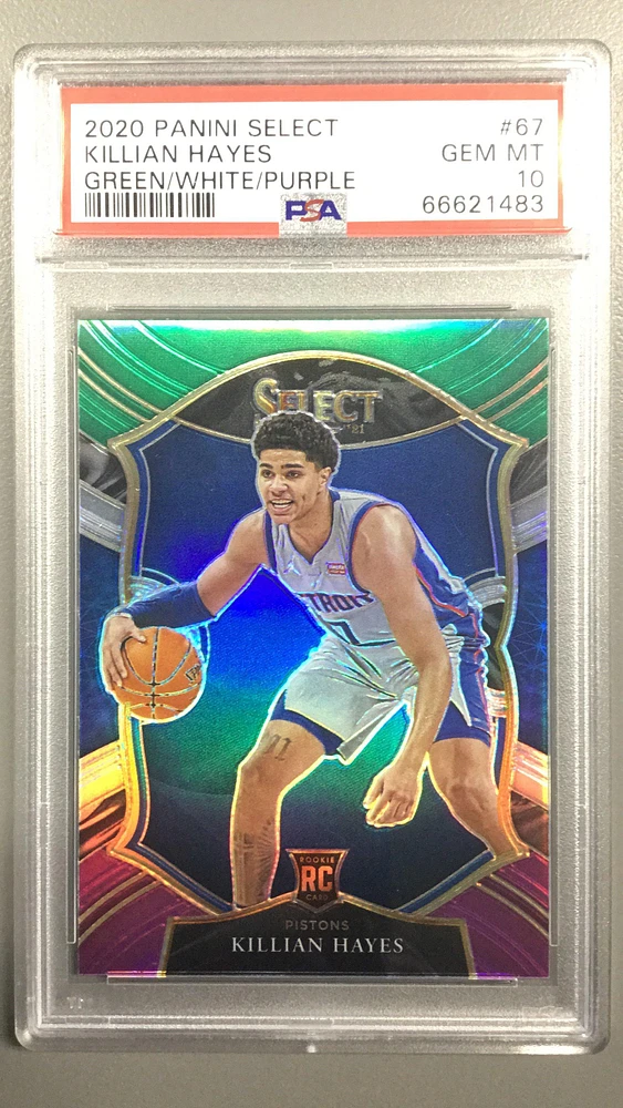 2020 Panini Select 67 Killian Hayes Green/white/purple PSA 10