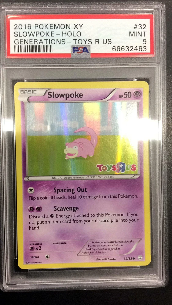 2016 Pokemon Xy Generations 32 Slowpoke-holo Toys R Us PSA 9