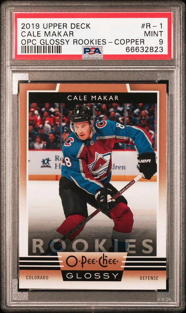 2019 Upper Deck Opc Glossy Rookies R-1 Cale Makar Copper PSA 9
