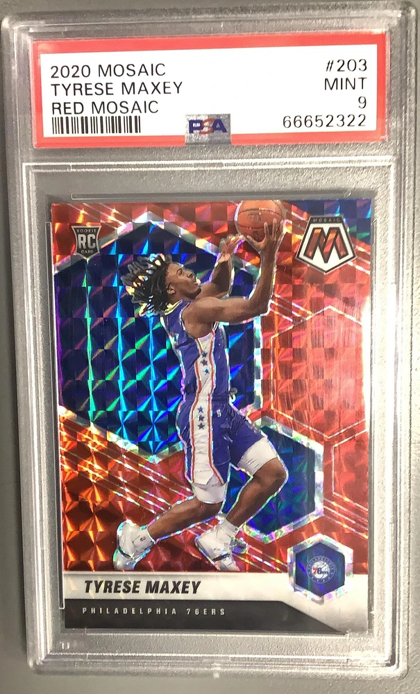 2020 Panini Mosaic 203 Tyrese Maxey Red Mosaic PSA 9