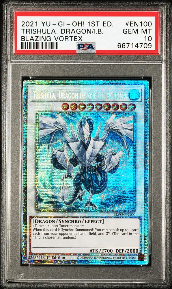 2021 Yu-gi-oh! Blvo-blazing Vortex En100 Trishula, Dragon Of The Ice Barrier 1st Edition PSA 10