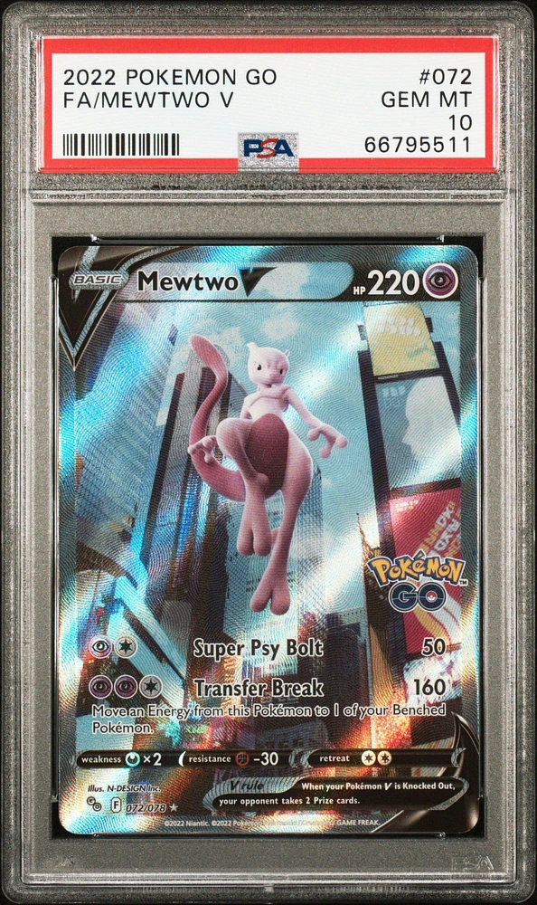 2022 Pokemon Go 072 Fa/mewtwo V PSA