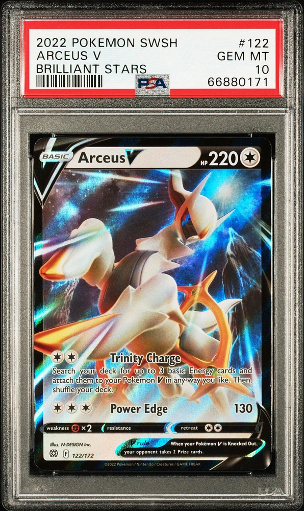 2022 Pokemon Sword & Shield Brilliant Stars 122 Arceus V PSA 10