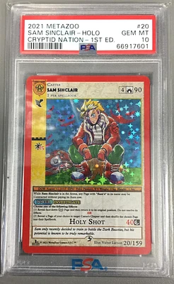 2021 Metazoo Cryptid Nation 20 Sam Sinclair-holo 1st Edition PSA 10
