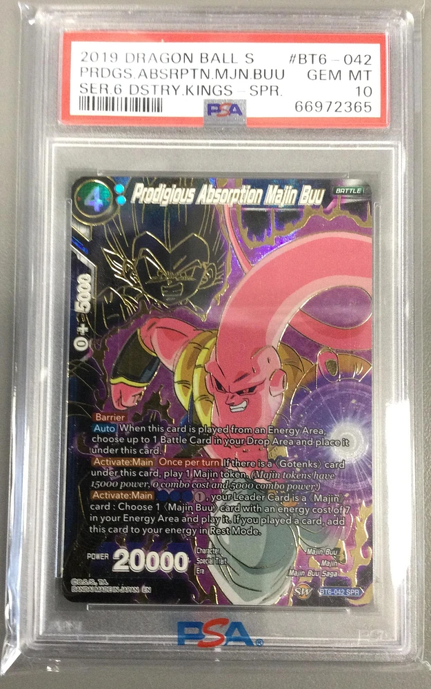 2019 Dragon Ball Super Card Game Series 6 Destroyer Kings Bt6-042 Prodigious Absorption Majin Buu Special Rare PSA 10
