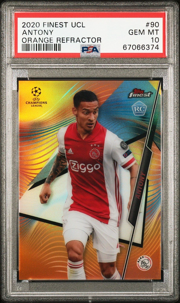 2020 Topps Finest Uefa Champions League 90 Antony Orange Refractor PSA 10
