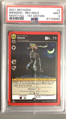 2021 Metazoo Nightfall 5 Wendigo-reverse Holo 1st Edition PSA 9