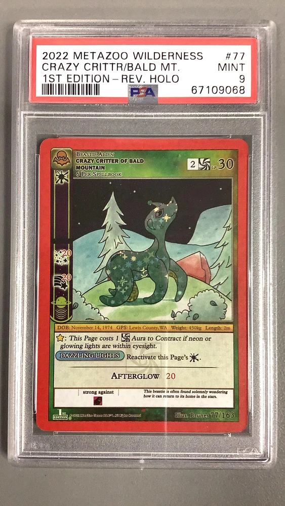 2022 Metazoo Wilderness 77 Crazy Critter Of Bald Mountain-reverse Holo 1st Edition PSA 9