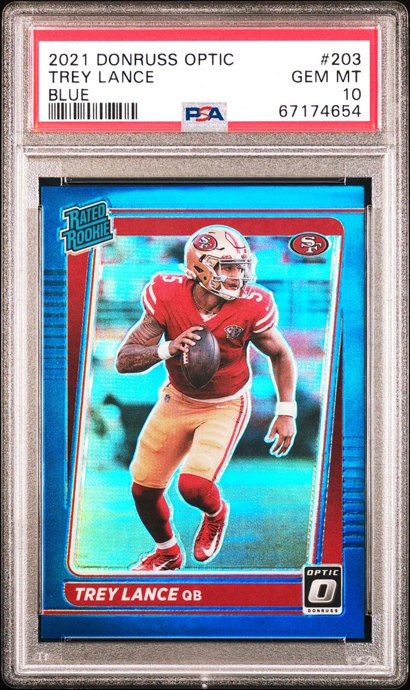 2021 Panini Donruss Optic 203 Trey Lance Blue PSA 10