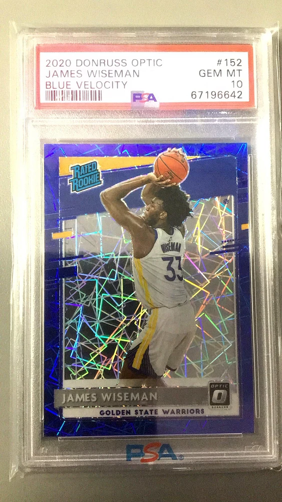 2020 Panini Donruss Optic 152 James Wiseman Blue Velocity PSA 10