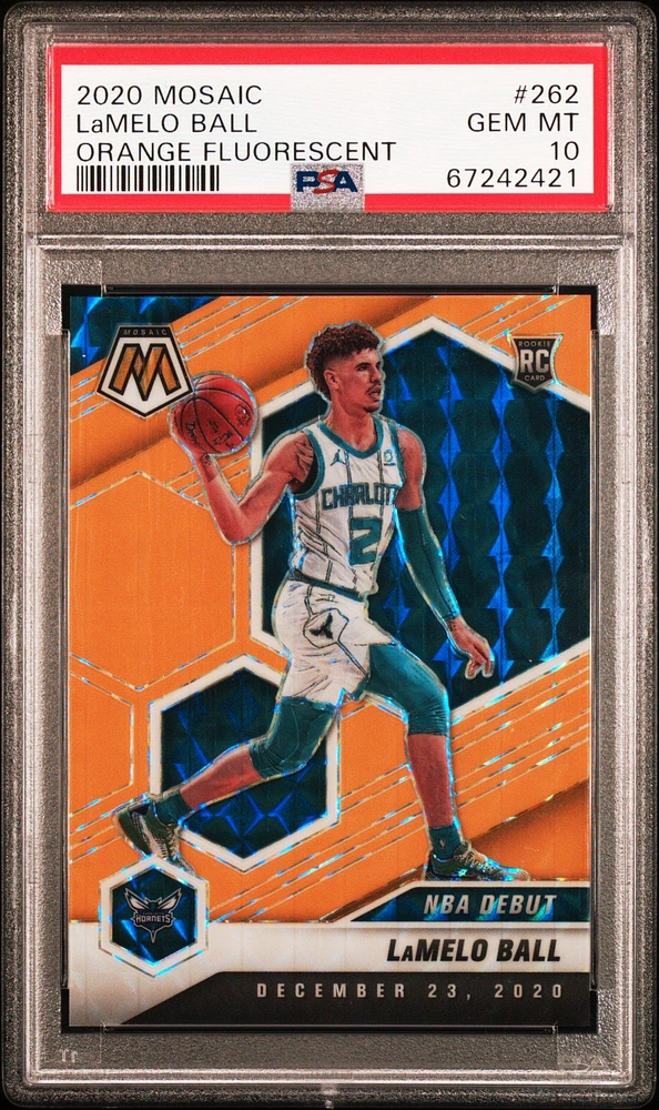 2020 Panini Mosaic 262 Lamelo Ball Orange Fluorescent PSA 10