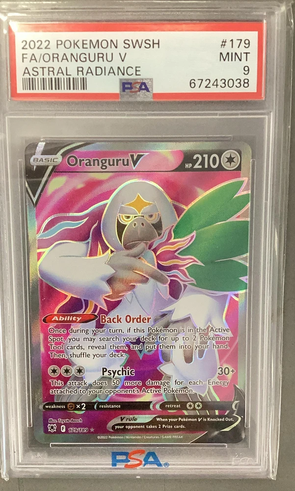 2022 Pokemon Sword & Shield Astral Radiance 179 Full Art/oranguru V PSA 9