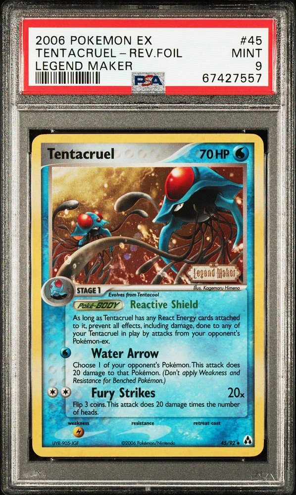 2006 Pokemon Ex Legend Maker 45 Tentacruel-reverse Foil PSA