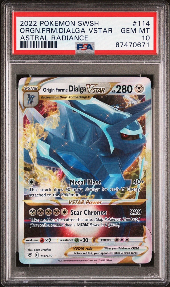 2022 Pokemon Sword & Shield Astral Radiance 114 Origin Forme Dialga Vstar PSA