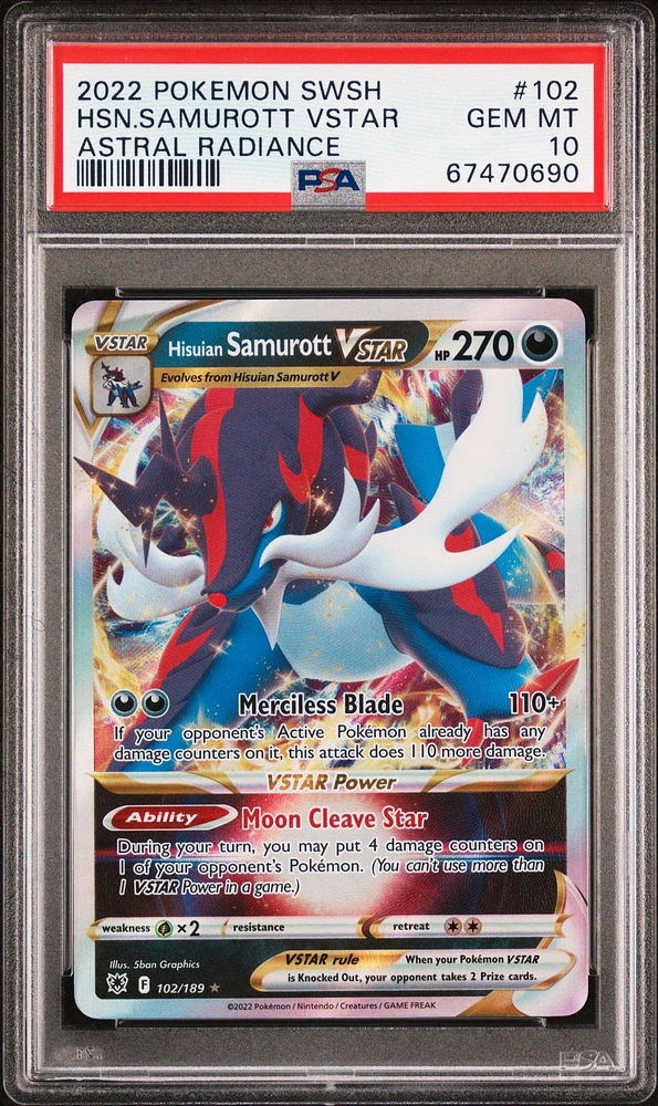 2022 Pokemon Sword & Shield Astral Radiance 102 Hisuian Samurott Vstar PSA 10