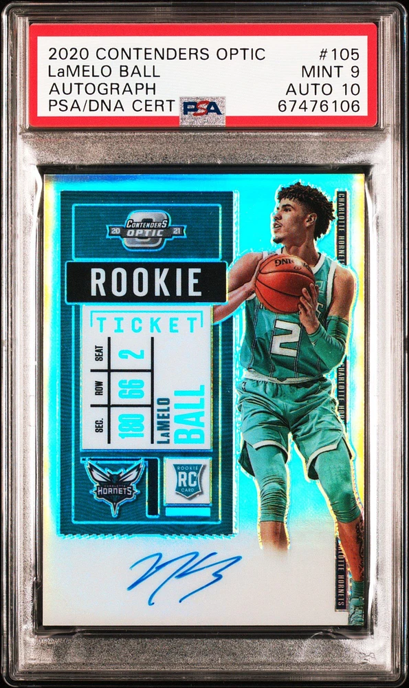 2020 Panini Contenders Optic 105 Lamelo Ball Autograph PSA 9