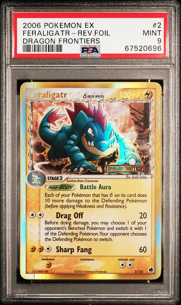 2006 Pokemon Ex Dragon Frontiers 2 Feraligatr-reverse Foil PSA 9